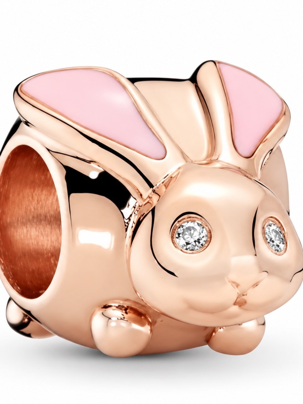 Pandora 14K Rose Gold Plated Cute Bunny Charm 787061EN160 Pink Enamel Rabbit